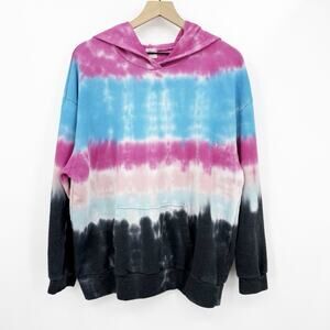 Blue Buttercup Tie Dye Hoodie L Terry Cloth Made In USA Dopamine Lounge Grunge